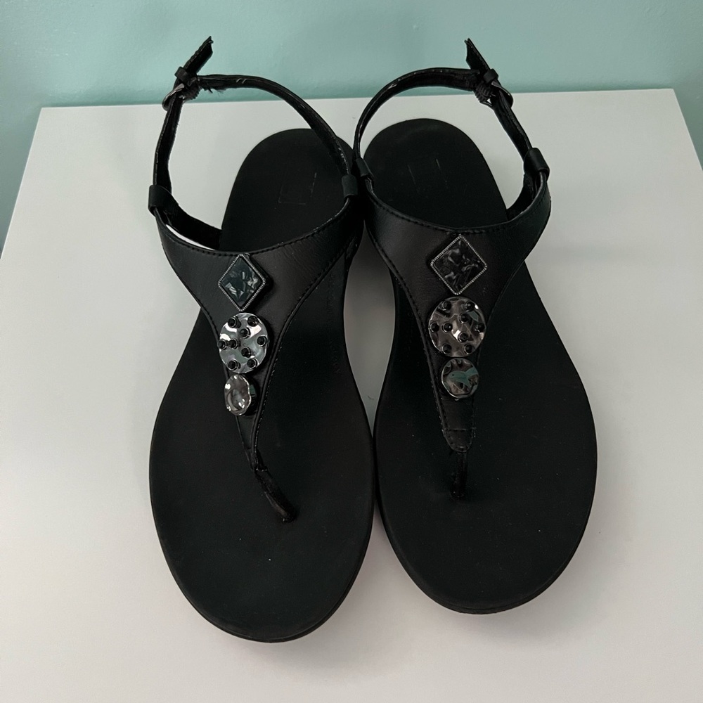 Fitflop Black Sandals with Gem Accents
